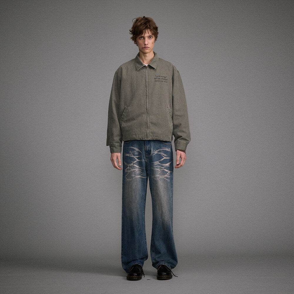 Washed Straight Jeans Men's Casual Long Pants MuddyStock
