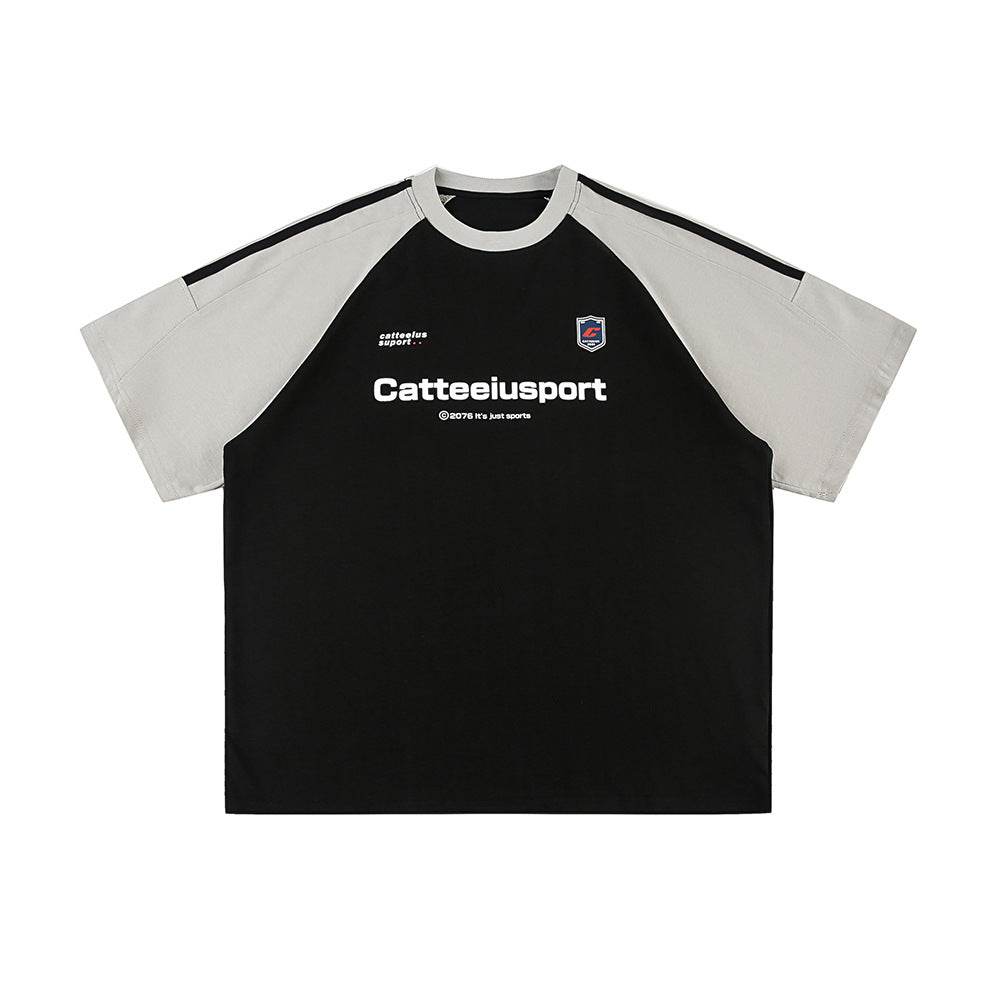 Heavy Cotton Short-sleeved Men's T-shirt Letter Printed Round Neck All-matching Black MuddyStock