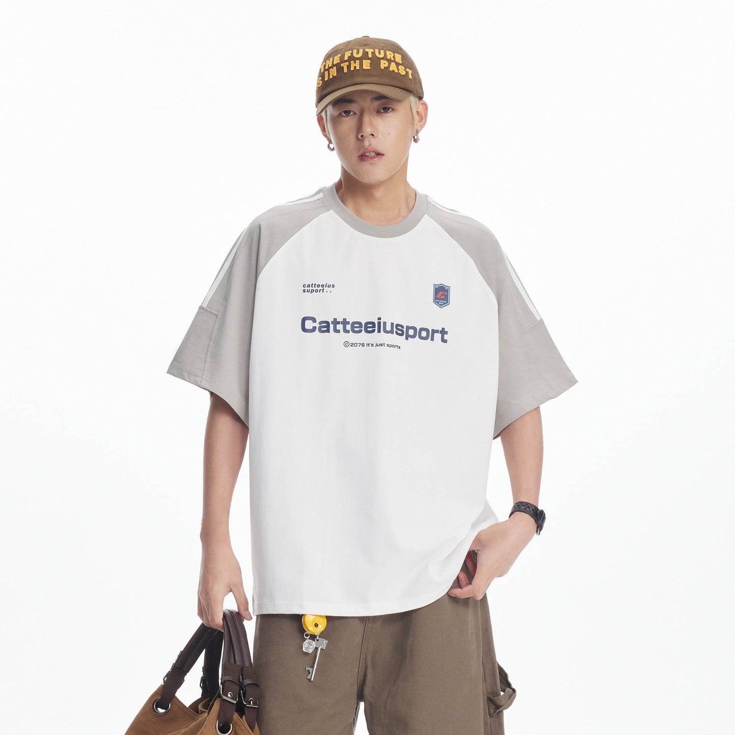 Heavy Cotton Short-sleeved Men's T-shirt Letter Printed Round Neck All-matching MuddyStock