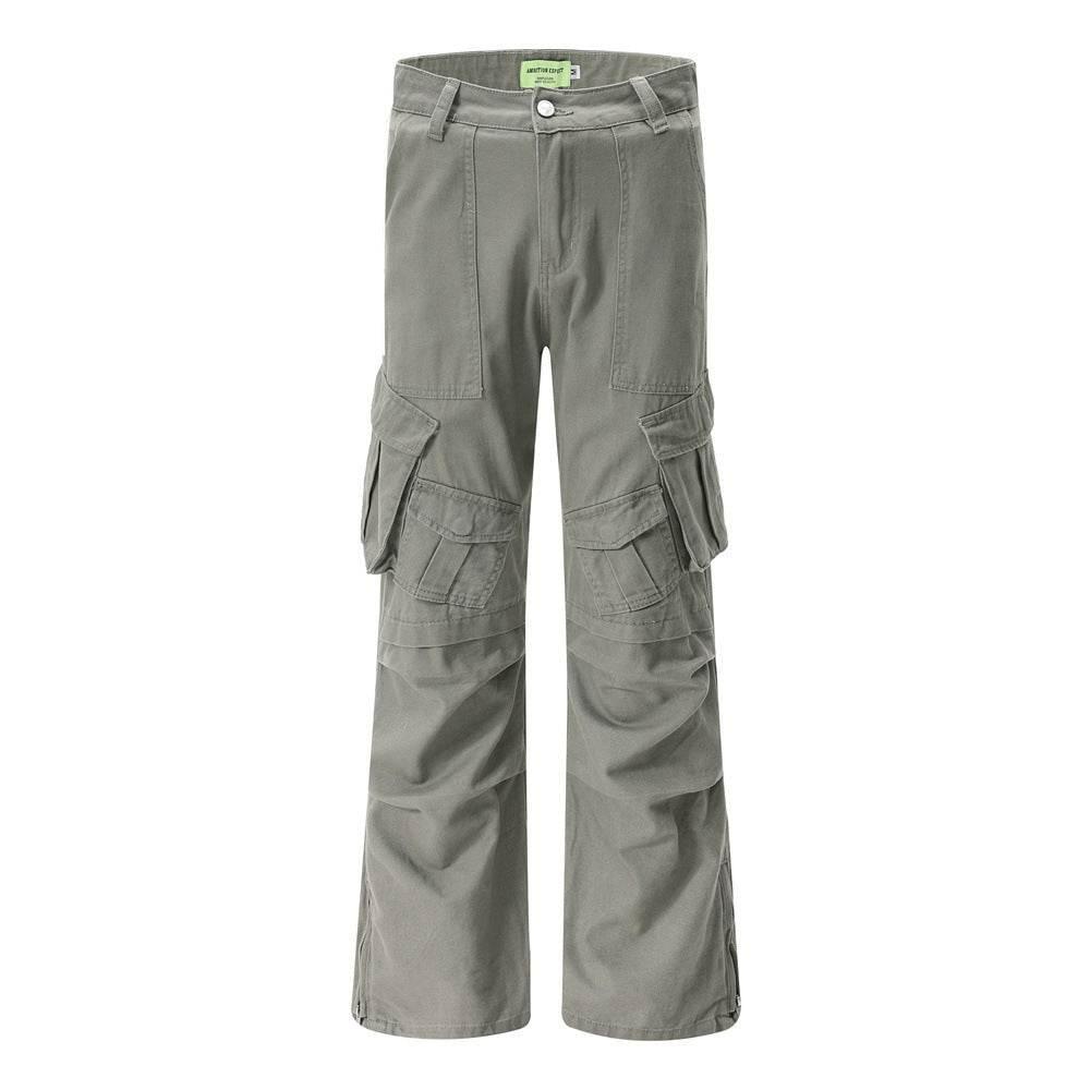 Multi-pocket Cargo Pants Men And Women Gray