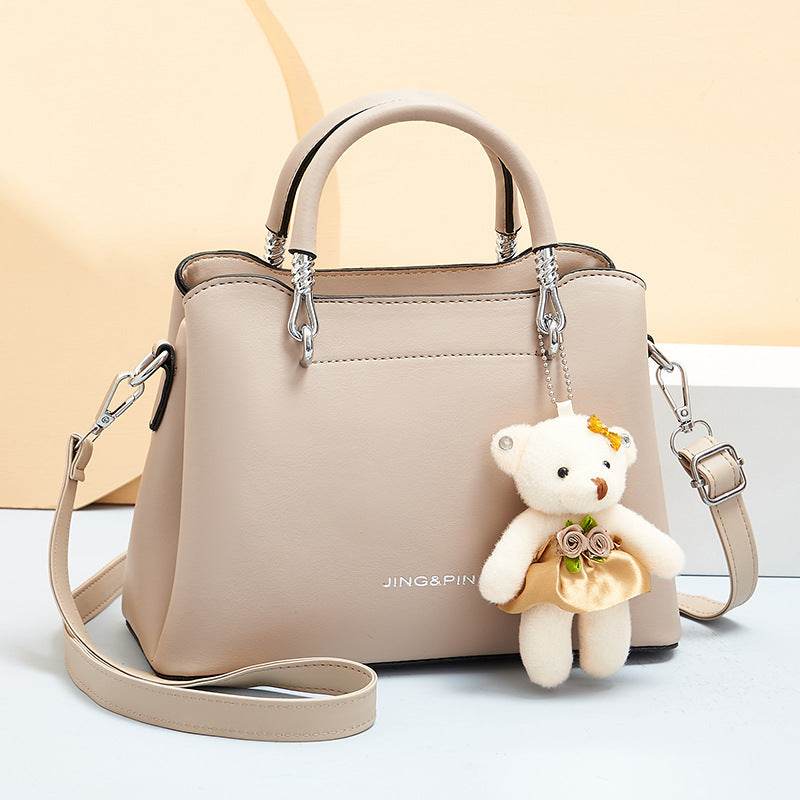 Handbag Shoulder Large Capacity Soft Leather Bear Pendant Women's Bag MuddyStock