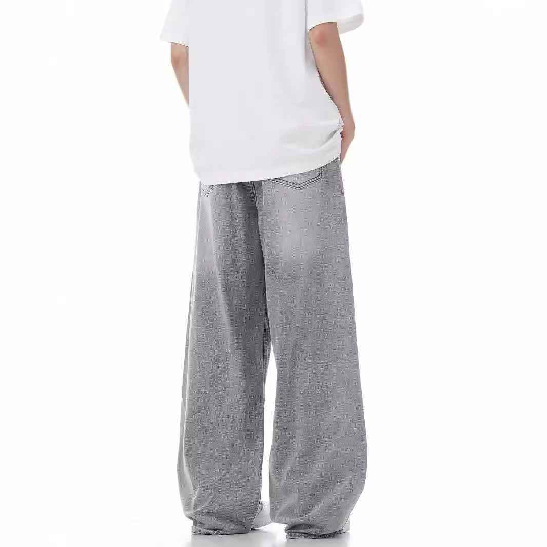Loose Casual Wide Leg Straight Worn Jeans For Men And Women MuddyStock