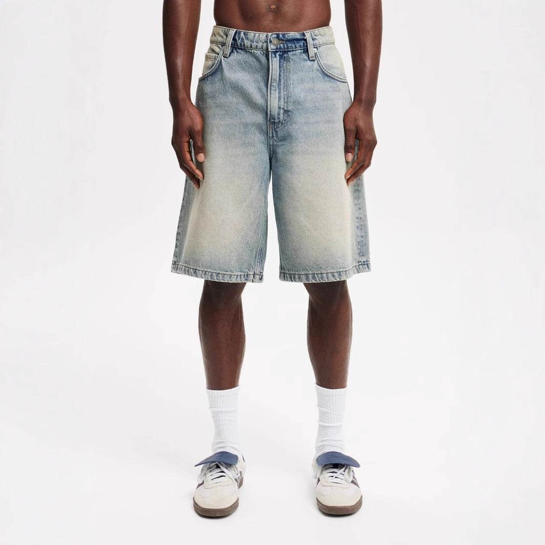 Men's Loose All-matching Jeans Middle Pants Light Blue MuddyStock