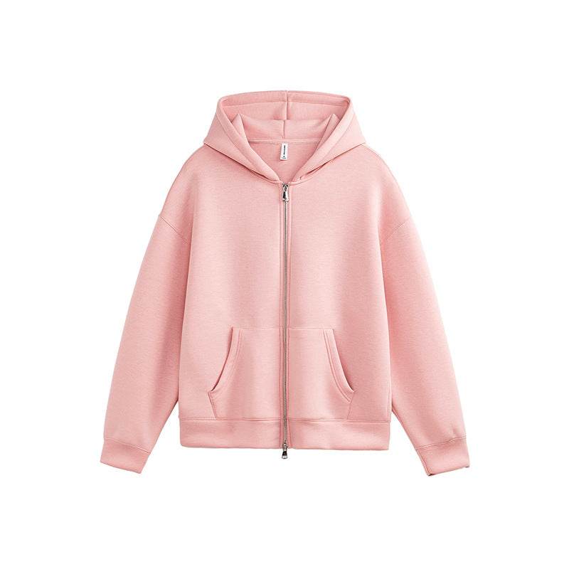 Air Layer Hooded Cardigan Sweater Same Style Light Pink MuddyStock