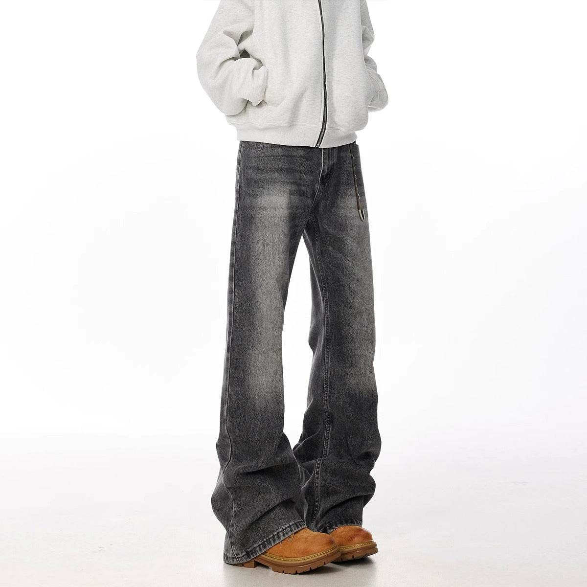 Retro Straight Leisure Washed-out Smoky Gray Jeans For Men MuddyStock