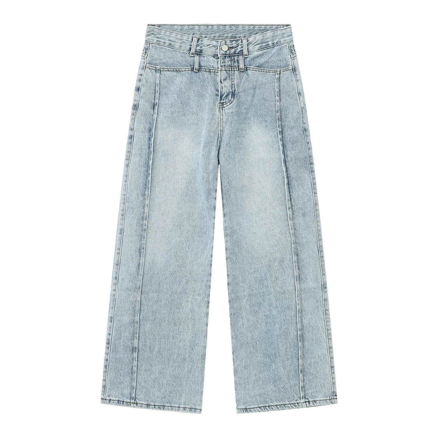 Men's American-style Retro Casual Worn Looking Washed-out Jeans Blue MuddyStock