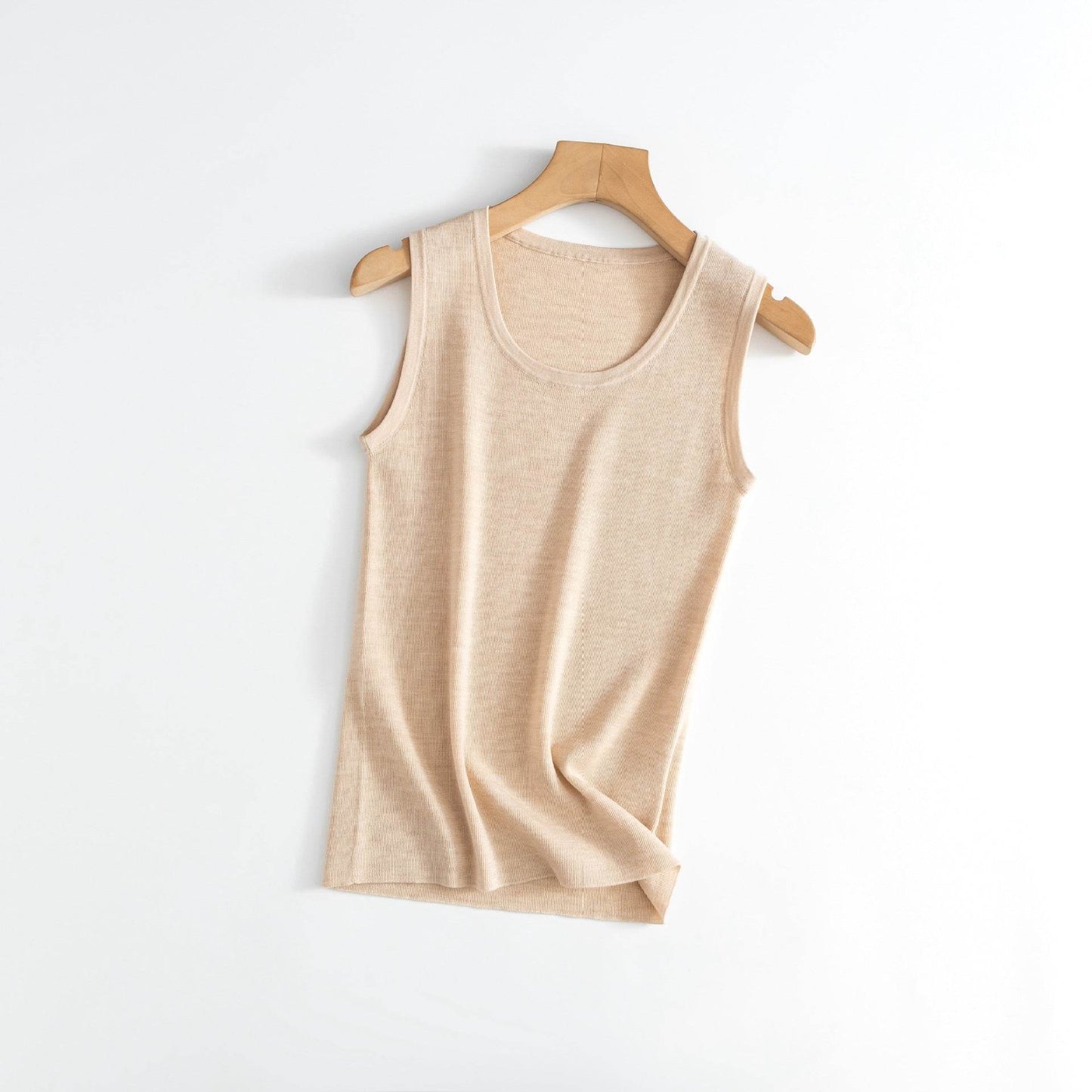 New Seamless Inner Low Collar Sleeveless Knitwear Flower Rice MuddyStock
