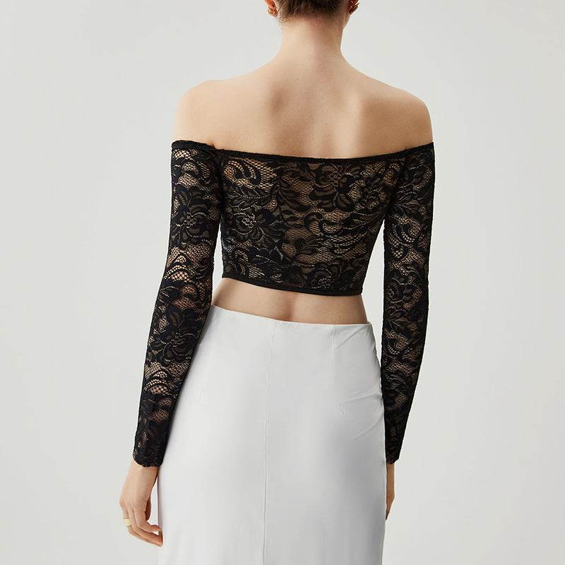 Translucent Off-shoulder Long Sleeves Top MuddyStock
