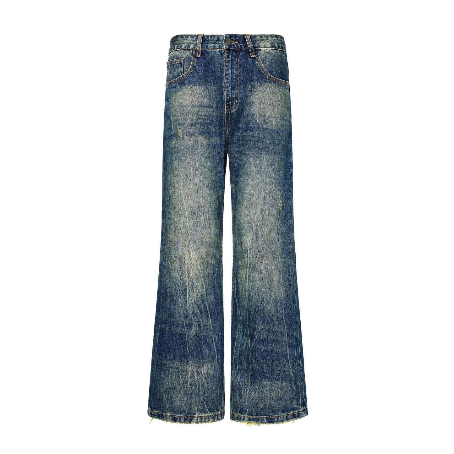 Street Scrape Water Pattern Simple Loose Micro-flared Jeans For Men MuddyStock