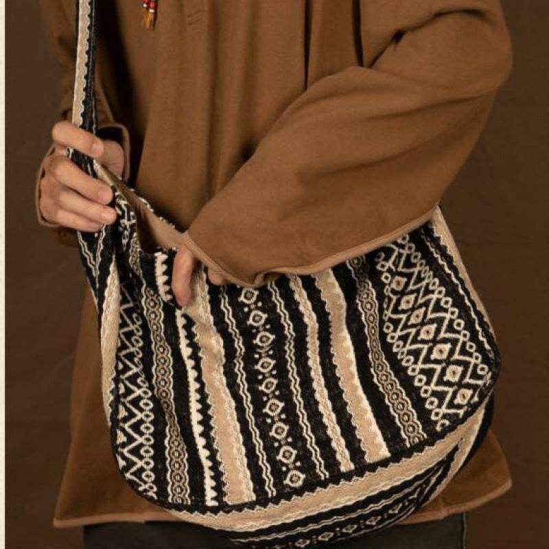 Jacquard Striped Thick Handprint Vintage Messenger Bag MuddyStock