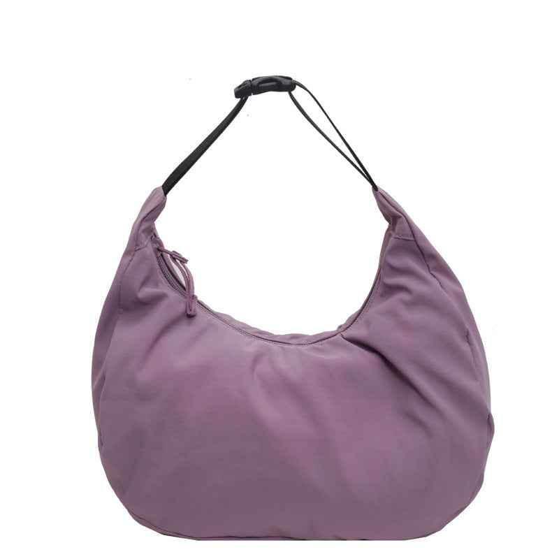 Lightweight Dumpling Bag Women's Solid Color Nylon Cloth Light Purple MuddyStock