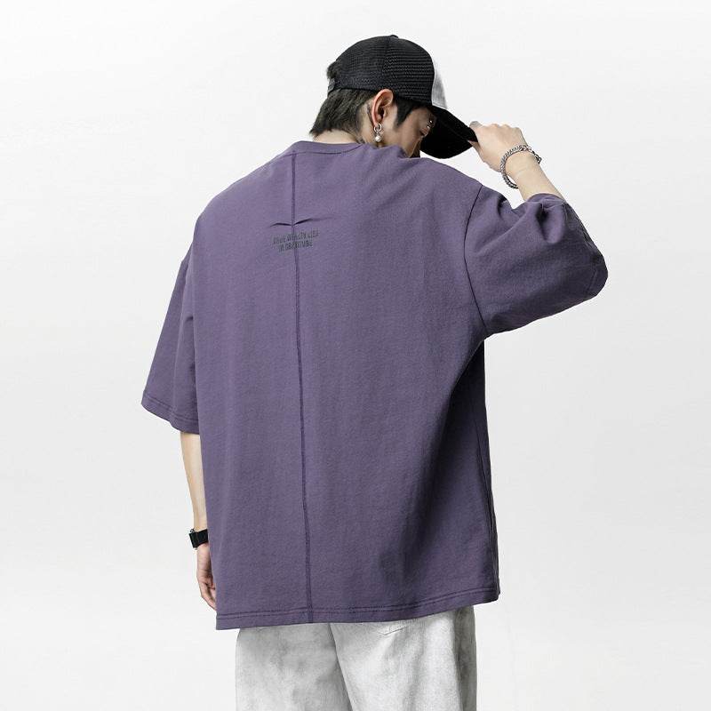 Three-dimensional Patchwork Short-sleeved T-shirt Men's Summer New Loose MuddyStock