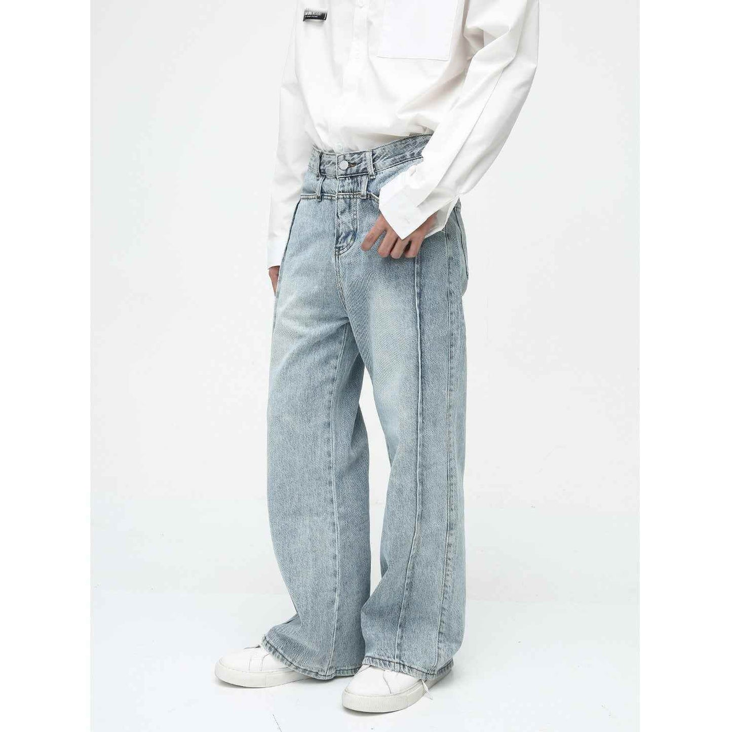 Men's American-style Retro Casual Worn Looking Washed-out Jeans MuddyStock