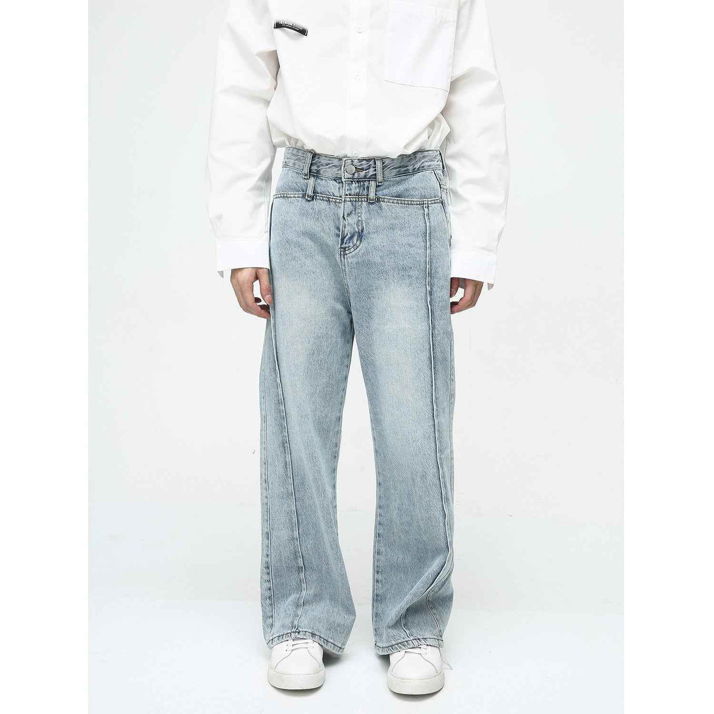 Men's American-style Retro Casual Worn Looking Washed-out Jeans MuddyStock