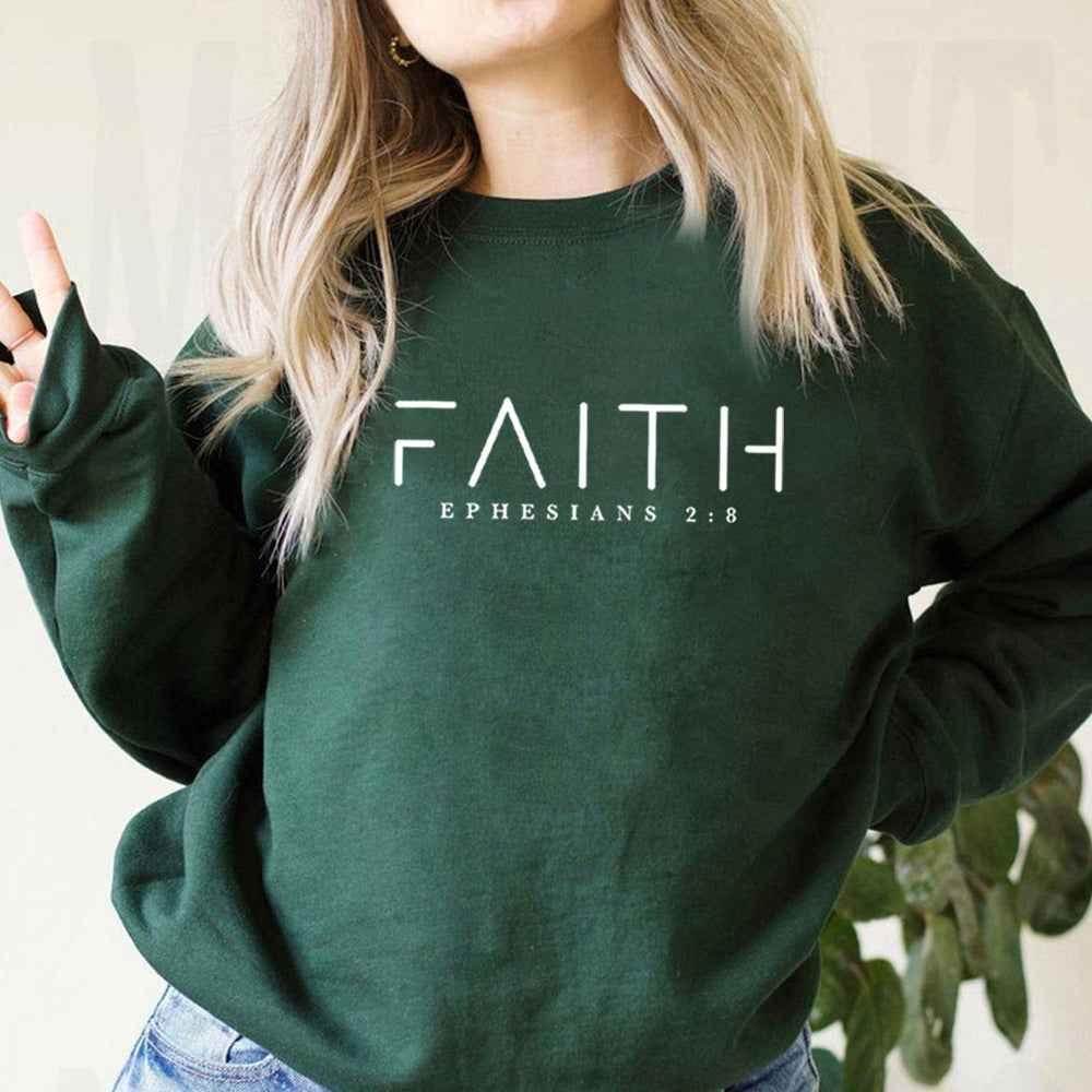 Trendy Faith Sweatshirt Bible Verse Shirt Christian Clothing Dark Green MuddyStock