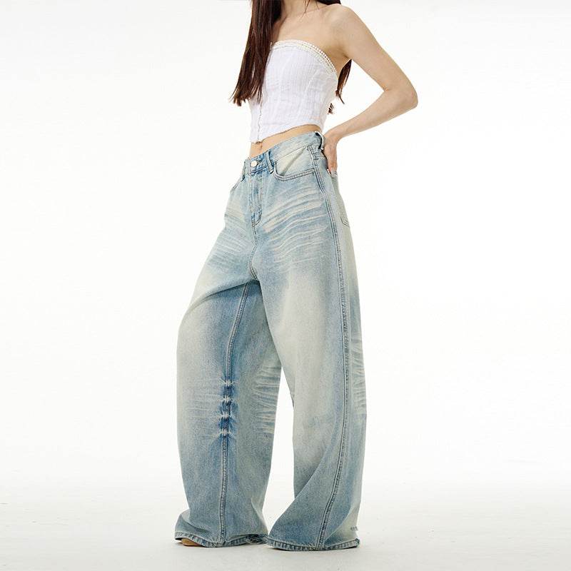 Water Washed Hole Wide Jeans For Men And Women MuddyStock