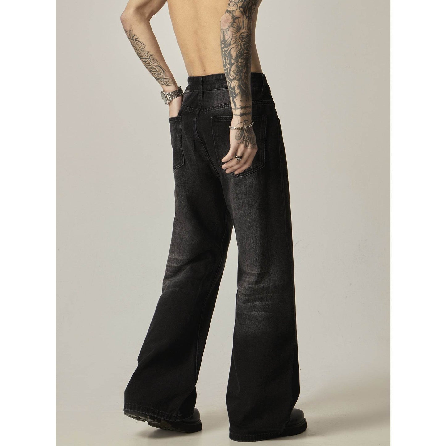 American Retro Black Loose Straight Jeans MuddyStock