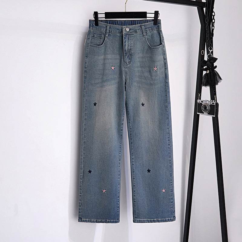 Women's Fashion Casual Loose Slimming Jeans Blue MuddyStock