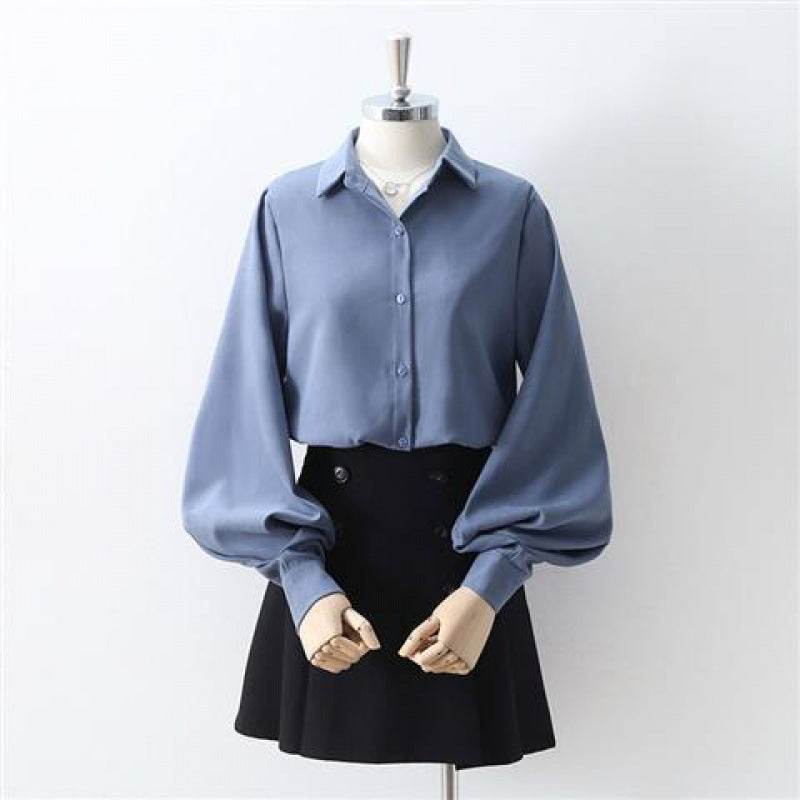 Black Lantern Sleeve Vintage Shirt Cloudy Blue MuddyStock