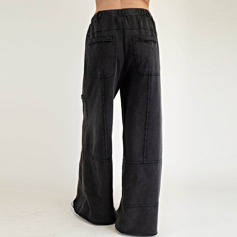 Pure Color Washed Multi-pocket Slacks MuddyStock