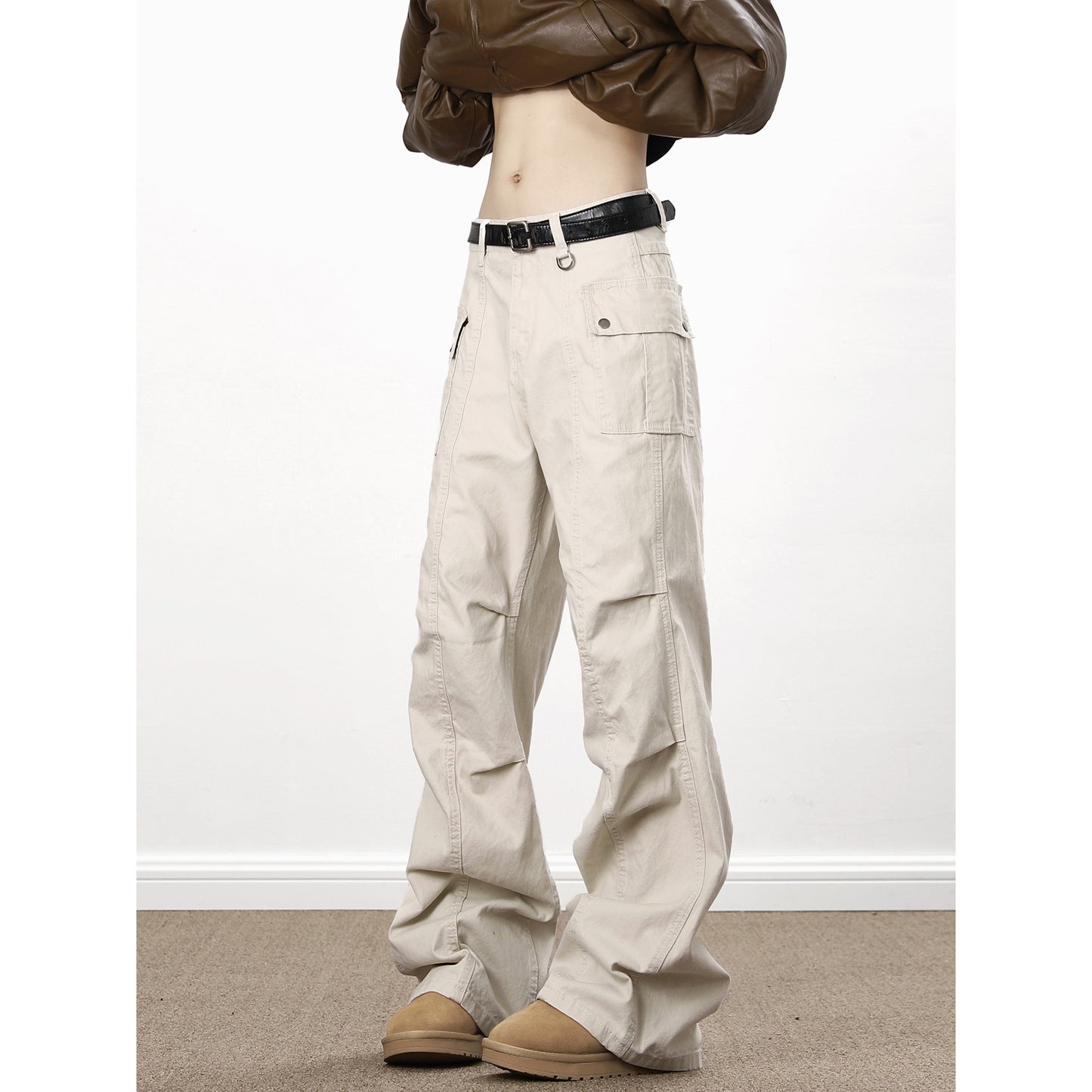 American High Street Washed Distressed Overalls Apricot