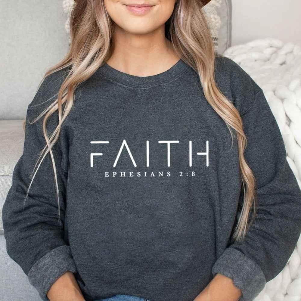Trendy Faith Sweatshirt Bible Verse Shirt Christian Clothing Dark Gray MuddyStock