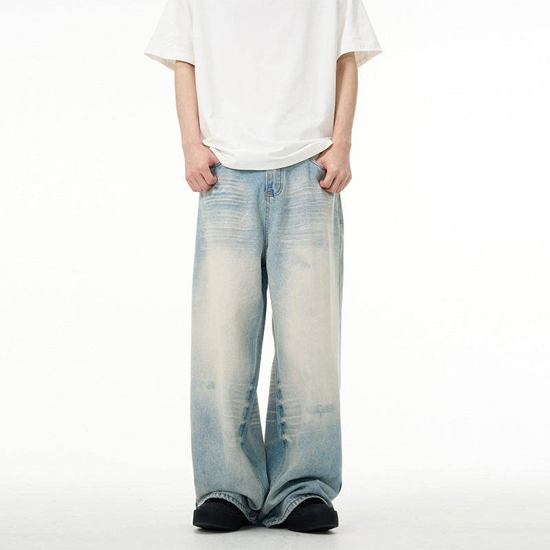 Water Washed Hole Wide Jeans For Men And Women MuddyStock