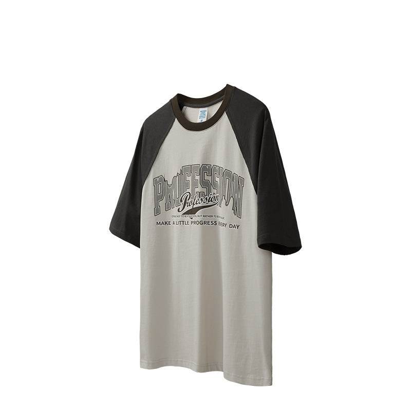 Fashion Letter Print T-shirt For Men And Women Apricot MuddyStock