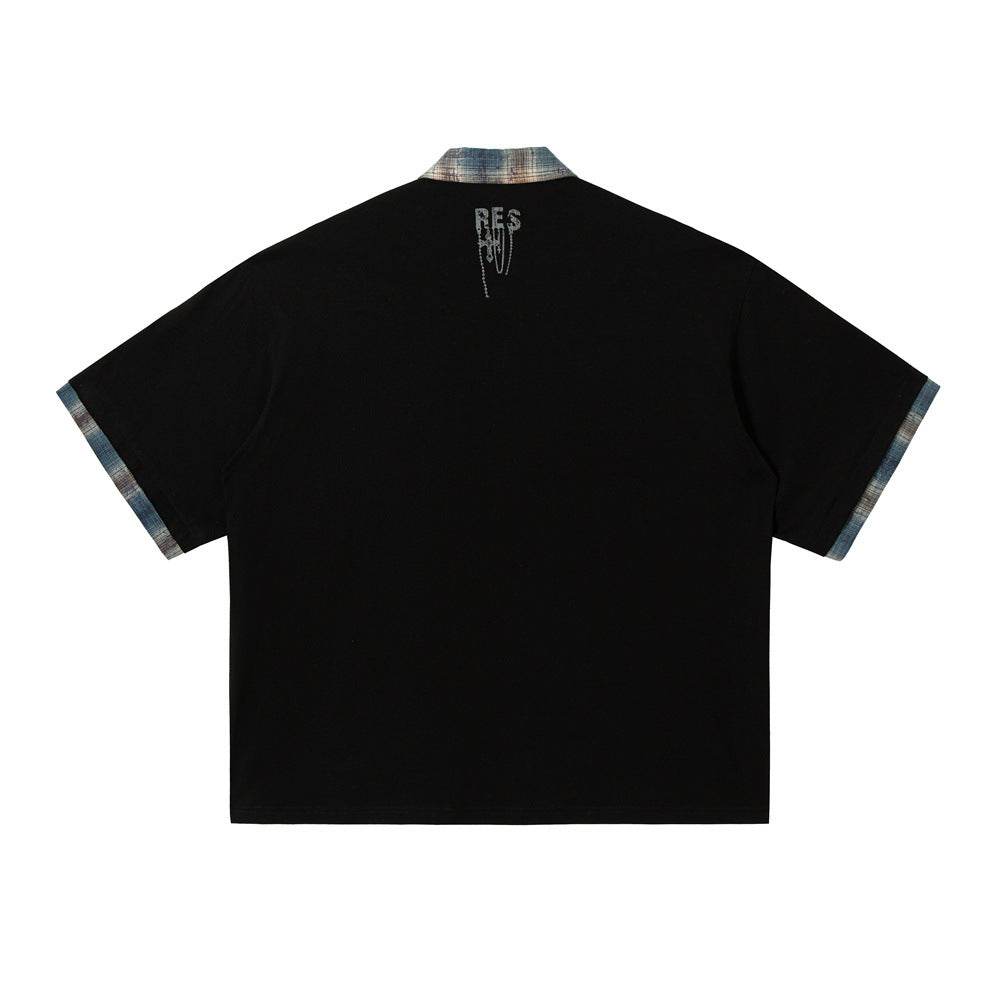 Lapel Graffiti Printing Loose Short-sleeved T-shirt For Men MuddyStock