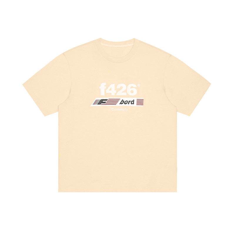 Classic Loose Casual Letter Flag Short Sleeve For Men And Women Apricot MuddyStock