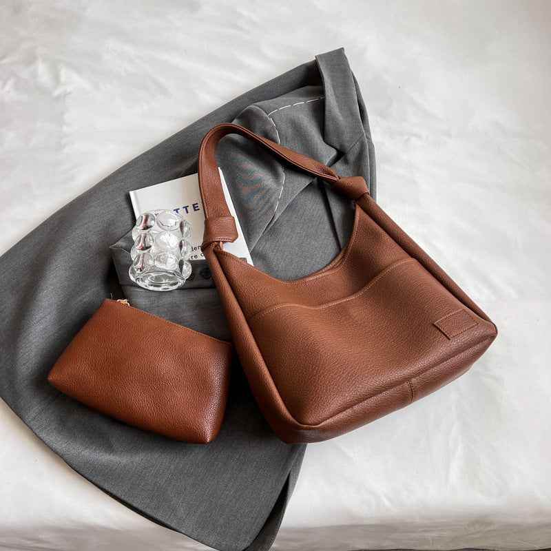 All-match Single Retro Large Capacity Commuter Textured Mother And Child Bag Brown MuddyStock