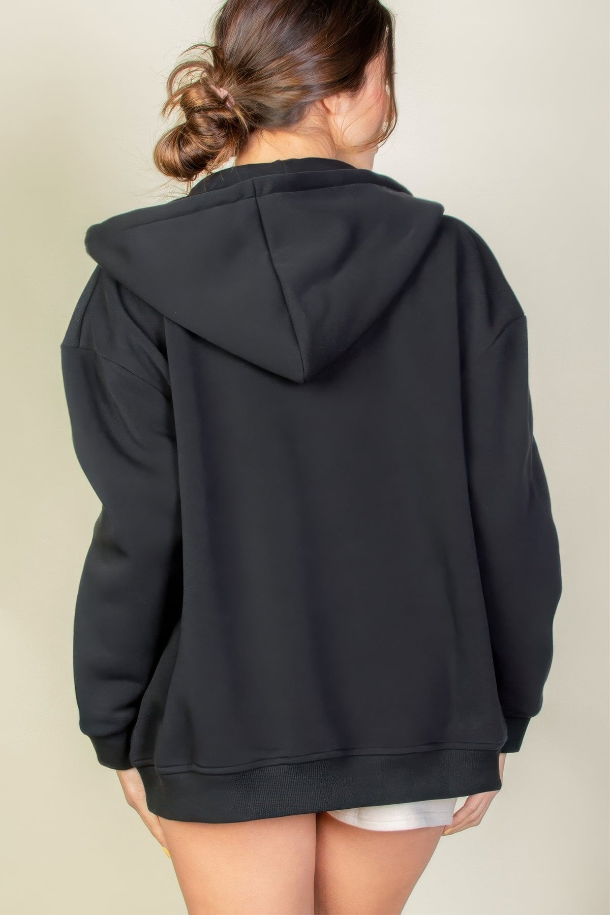 Graphic Drop Shoulder Zipper Up Hoodie For Women