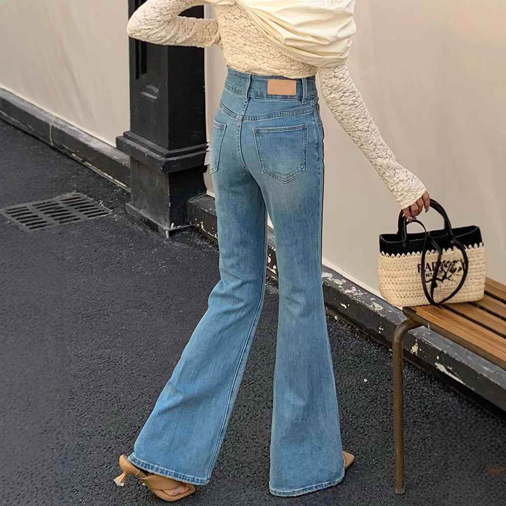 Women's High Waist Stretch Slim Bell-bottom Pants MuddyStock