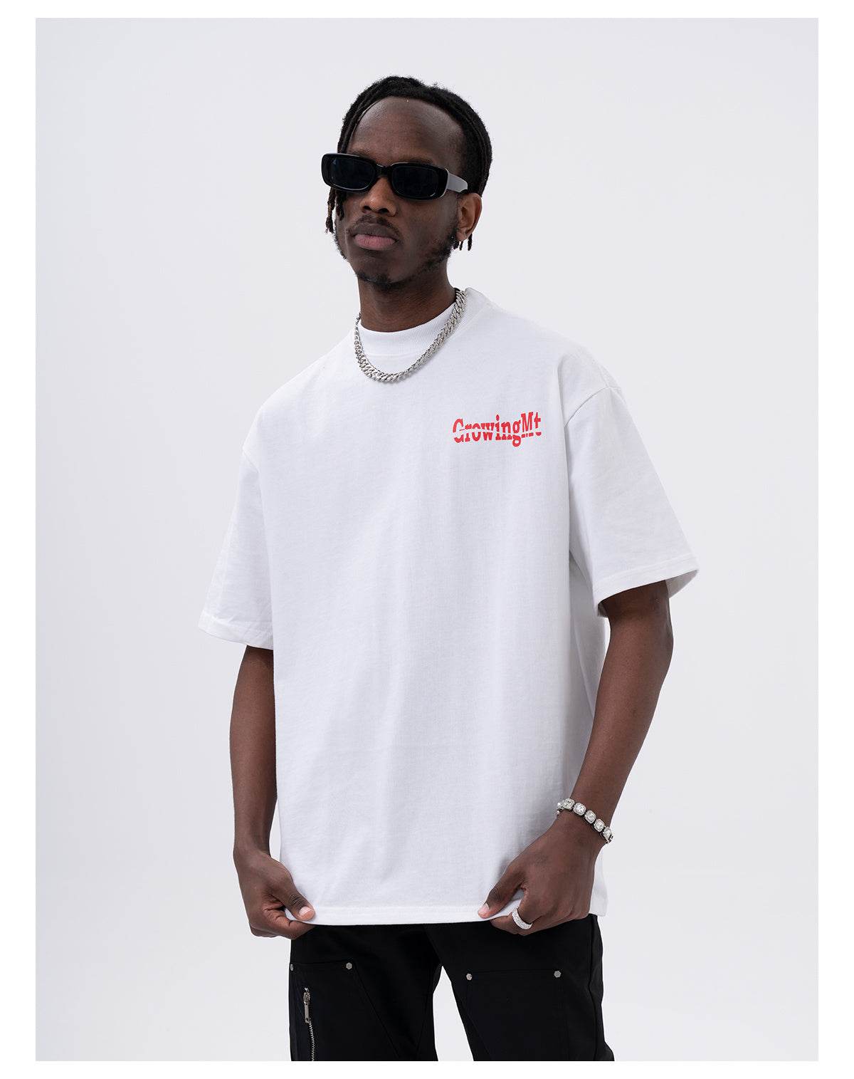 Men's Casual Back Letter Print Short-sleeve T-shirt MuddyStock