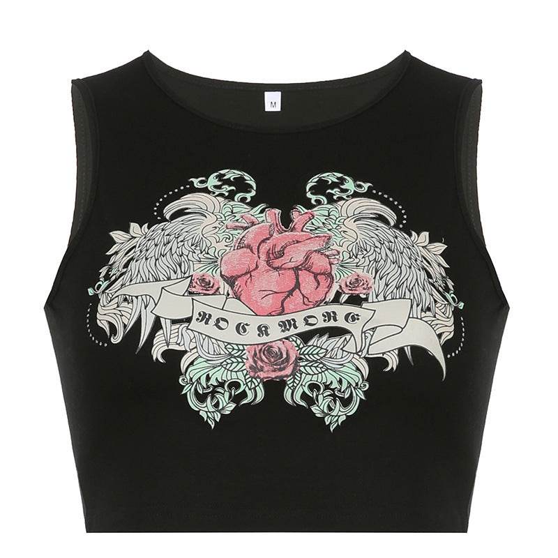 Printed Vest For Women Black MuddyStock