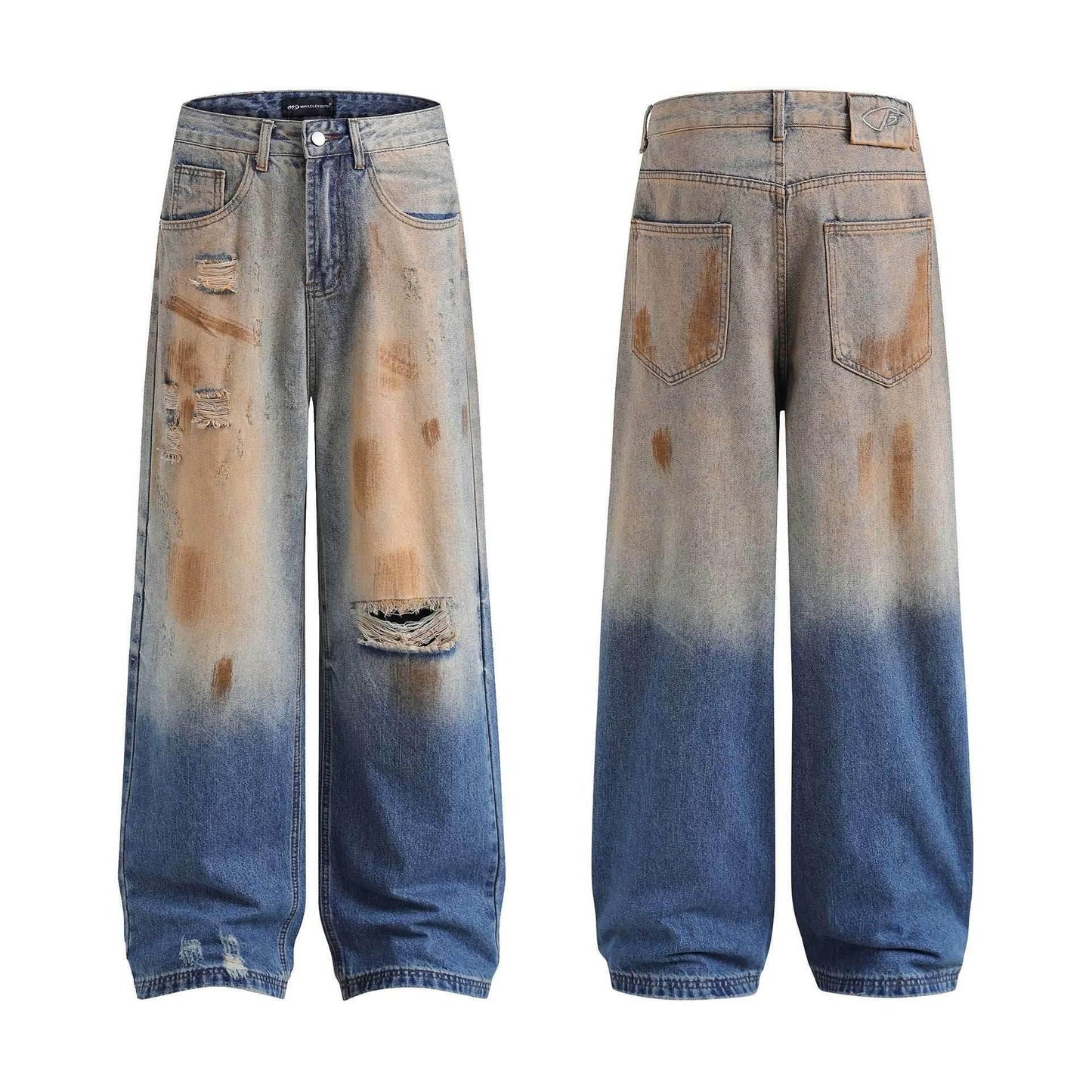 Vintage Ripped Jeans Washed Jeans