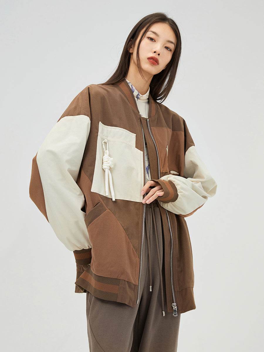 Trendy Jacket With Contrast Color Stitching For Women MuddyStock