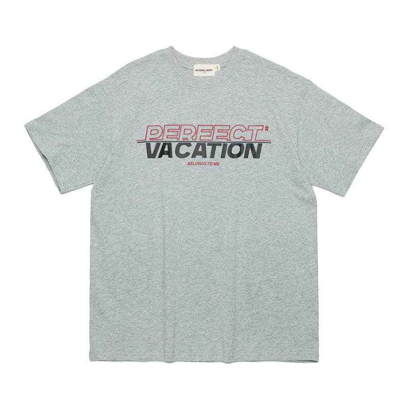 Hip Hop Letter Print Short-sleeve T-shirt For Men And Women Flower Gray MuddyStock
