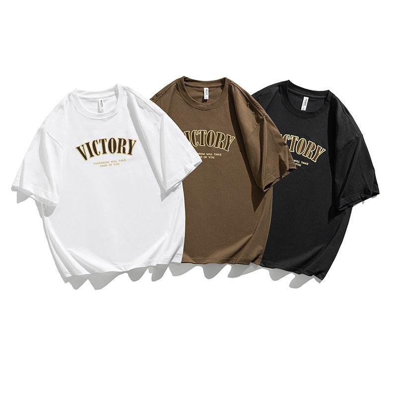 Men's Retro Alphabet Embroidered Short-sleeved T-shirt MuddyStock