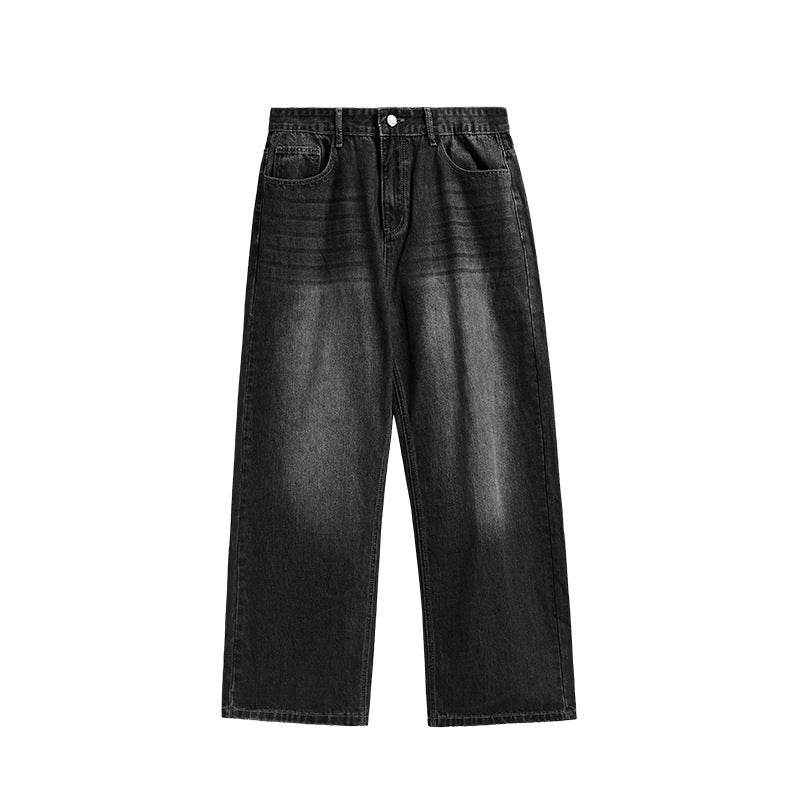 INF Men's Street Retro Wide Leg Jeans Black And Gray MuddyStock
