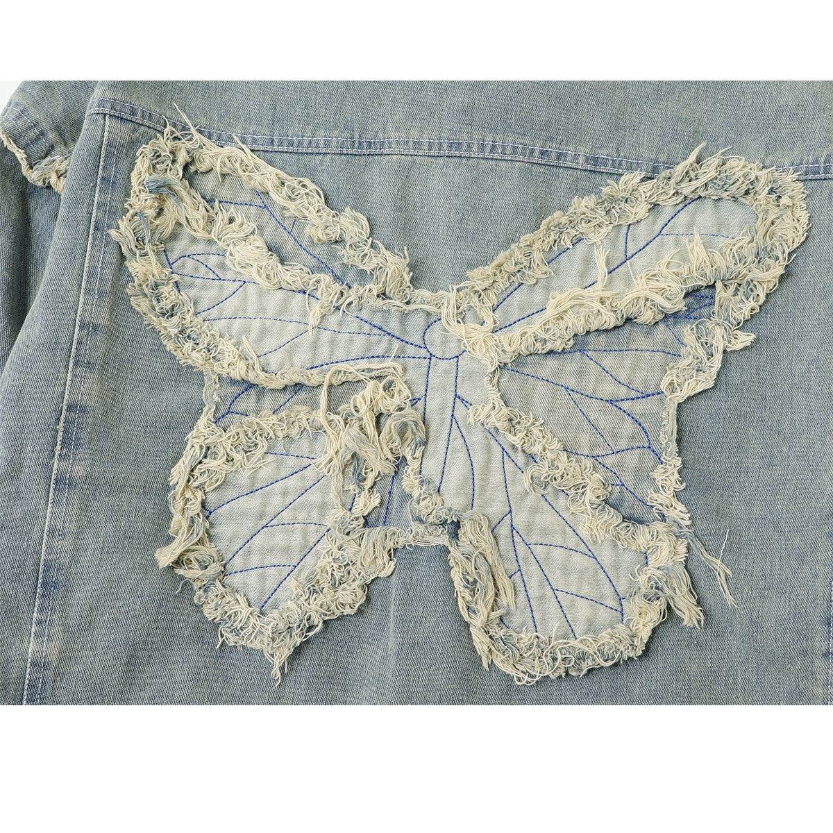 Butterfly Patch Short Denim Jacket For Women MuddyStock