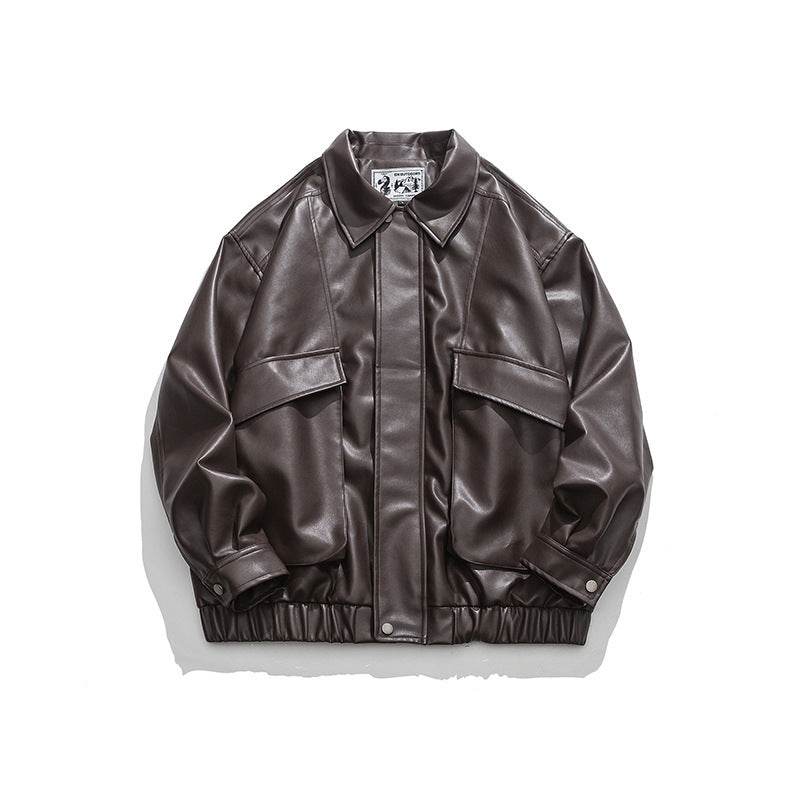 Retro Street Lapel Jacket For Men And Women Brown M MuddyStock
