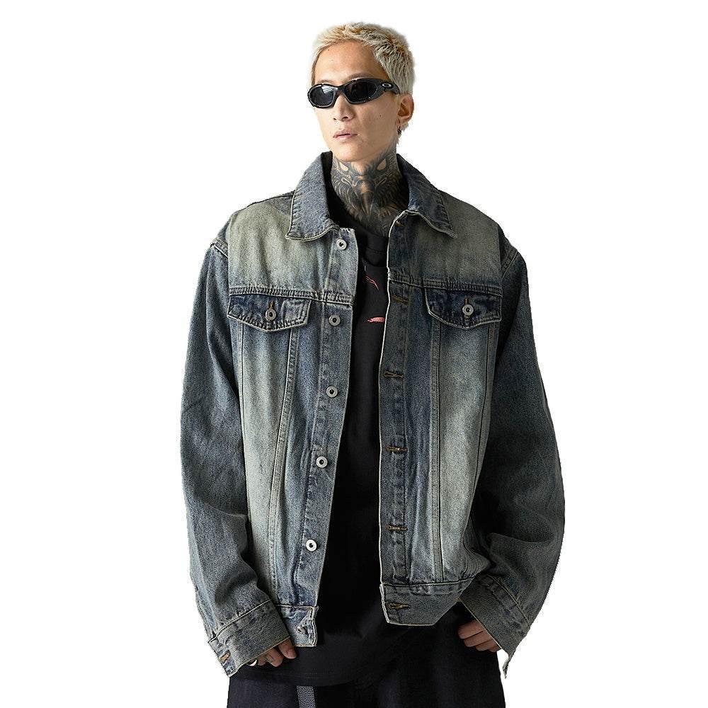 Washed And Worn Denim Clothes Jacket Men's Punk