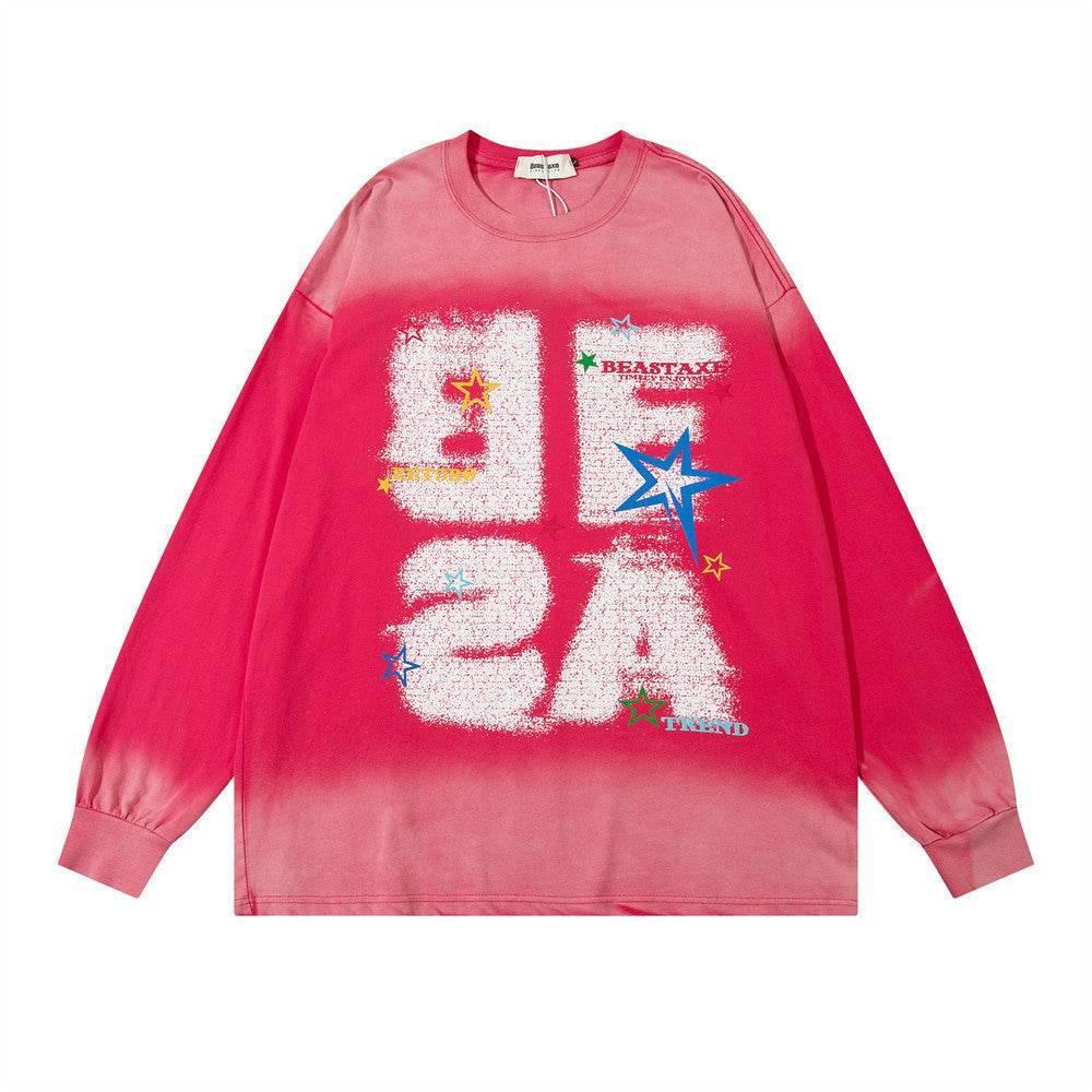Fashion Letter Printed Cotton T-shirt For Both Men And Women Red