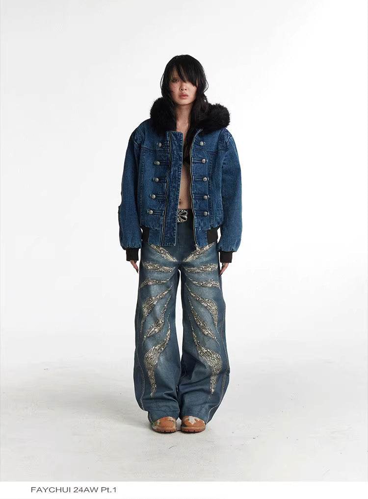 Printed Loose Jeans MuddyStock