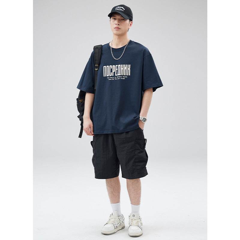 Letter Printed T-shirt Japanese Loose Cotton Half Sleeve T shirt MuddyStock