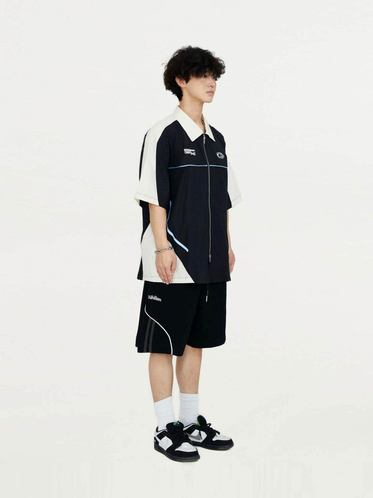 High Street Matching Letters Printing Lapel Short Sleeve Shirt For Men MuddyStock