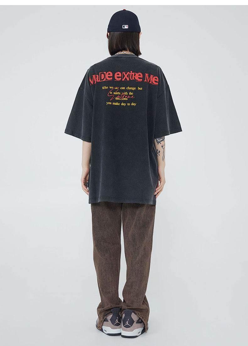 Street Letters Doberman Pinscher Washed And Worn Short Sleeve T-shirt