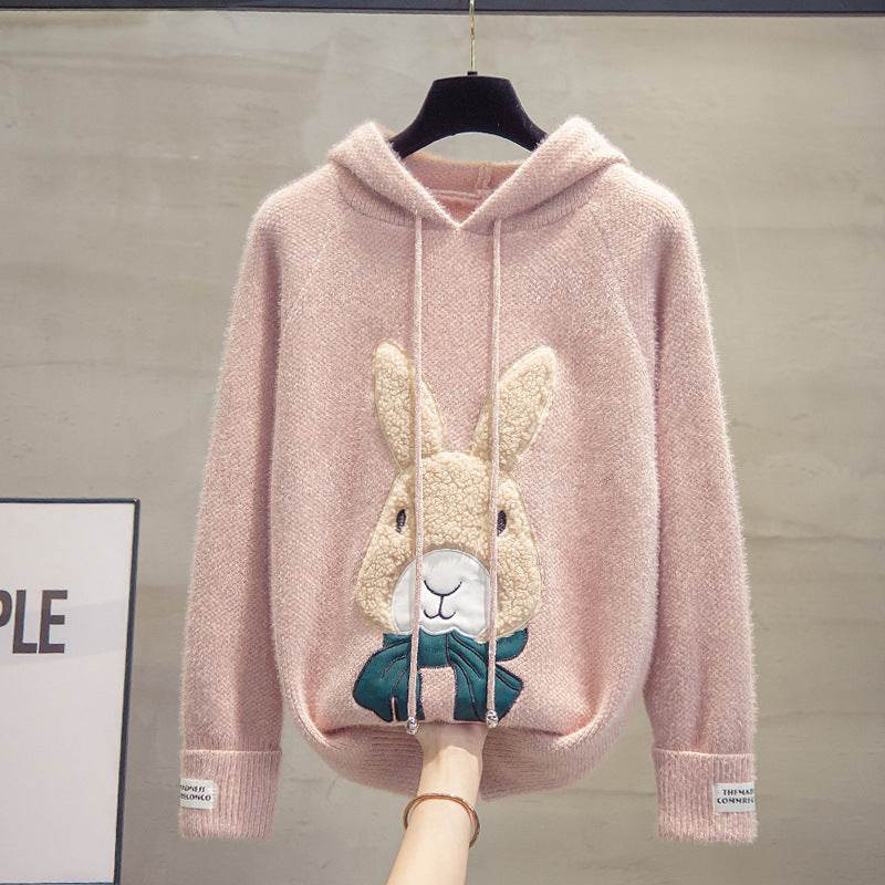 Hooded Mink Fleece Sweater For Both Men And Women Pink MuddyStock