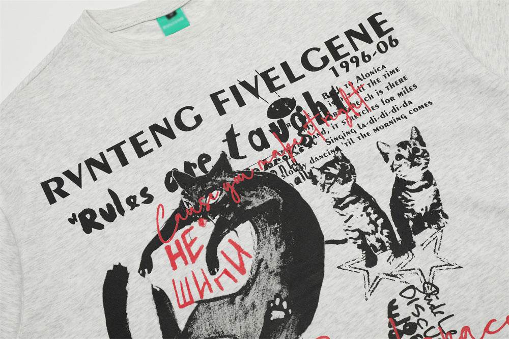 Abstract Animal Kitten Sports Short Sleeve T-shirt For Men And Women MuddyStock